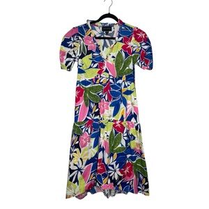 Donna Morgan women's 6 midi floral artsy dress cocktail office tropical